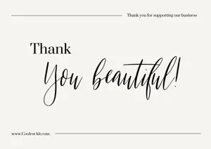 beige Elegant Modern Calligraphy Thank You Card