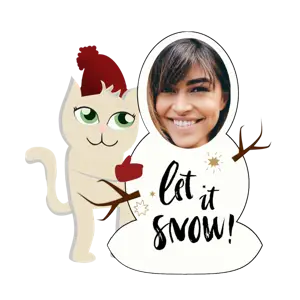 A Picture Of A Cat And A Snowman Christmas Stickers Template