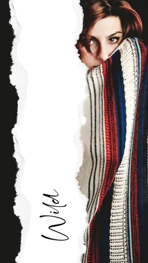 A Woman Wearing A Multicolored Sweater With A Torn Piece Of Paper Behind Her Paper Story Template