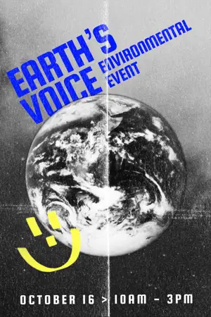 Black & white environmental event grunge poster magic template