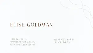 A Close Up Of A Business Card With The Words Elsie Goldman On It Business Card Template