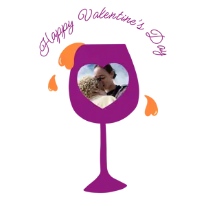 A Purple Wine Glass With A Picture Of A Man Kissing A Woman Love Stickers Template