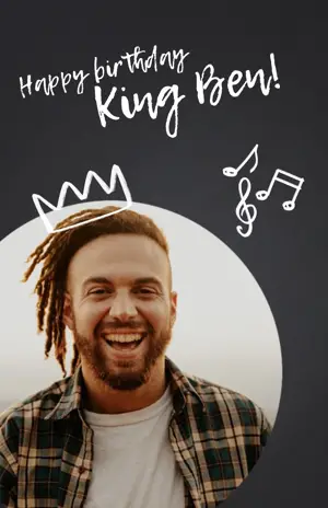 Birthday photo greeting card black template 