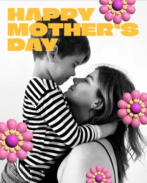 Mother’s Day beautiful 3D flowers stickers template 