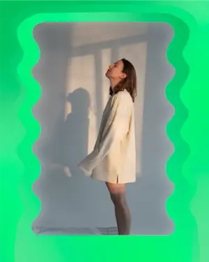 Glowing green frame portrait template