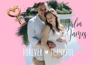 A Man And Woman Standing Next To Each Other Thank You Template