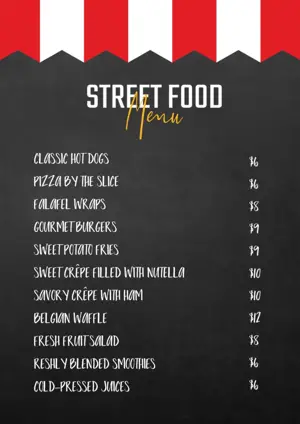 street food restaurant menu template