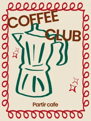 New trend doodle sketch coffee minimalist template