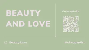 Beauty and love green minimalistic QR business card template 
