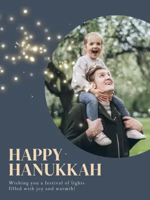 blue glittery Hanukkah holiday Family Photo Greetings Instagram Post Template