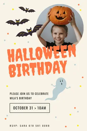 Halloween kids birthday party invitation template