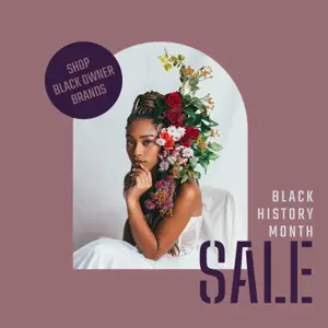 Black history month woman with flowers sale instagram post template 