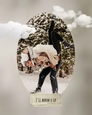 A couple in the snow and clouds Winter Wonderland Template