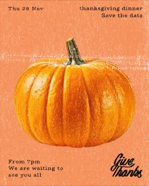 Orange pumpkin Dinner invitation pumpkin 
