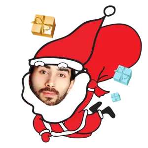 A Man With A Beard Wearing A Santa Suit Christmas Stickers Template