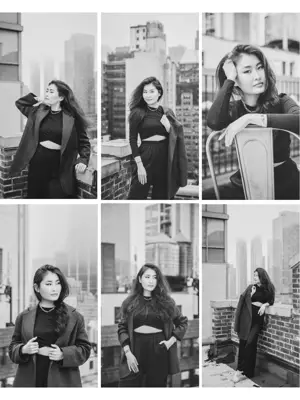 Black and white photo collage portrait template 