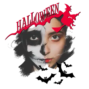 A Woman With Makeup Painted To Look Like A Skeleton Halloween Stickers Template