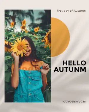 A Woman Holding A Sunflower In Front Of Her Face Fall Post Template