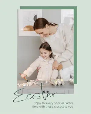 Family photo happy Easter greeting card template