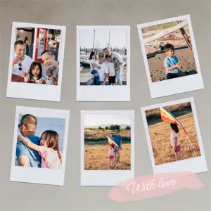 Neutral gray Vintage Polaroid Photo Collage