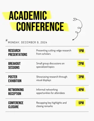 Bright academic conference schedule agenda template 