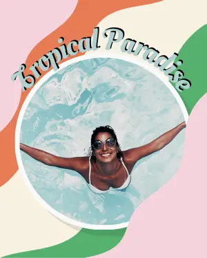 A women in the pool retro summer template 