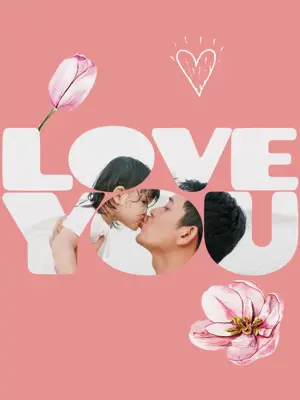 A Collage Of A Man And A Woman Kissing In Front Of A Pink Background Hello Spring Template