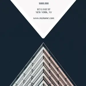 A Building With A White Triangle On Top Of It Real Estate Template