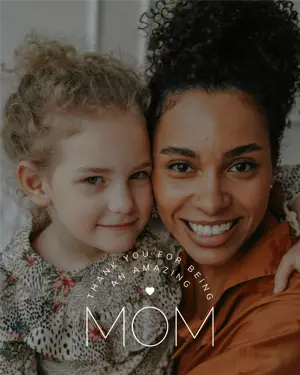 Mom and daughter Mother’s Day greeting card template