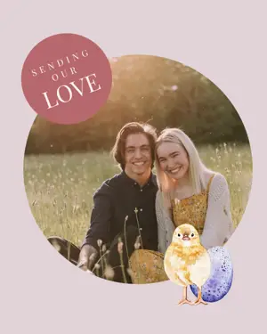 Minimalist couple photo Easter greeting card template