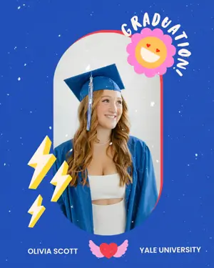 Woman photo and funny stickers graduation template 