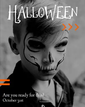 A Young Boy With His Face Painted To Look Like A Skeleton Halloween Template