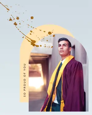 A Man In A Graduation Gown Leaning Against A Wall Graduation Template