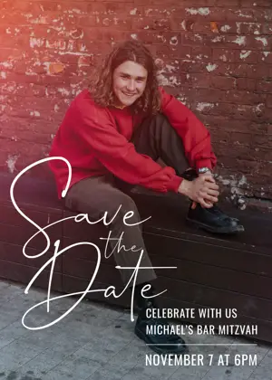 A teen photo save the date bar mitzvah template