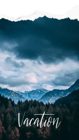 A Picture Of A Mountain Range With The Word Vacation Torn Paper Template