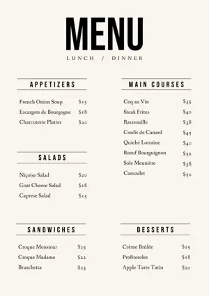 restaurant menu template