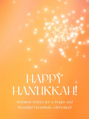 orange Hanukkah glittery light holiday Greetings Instagram Post Template