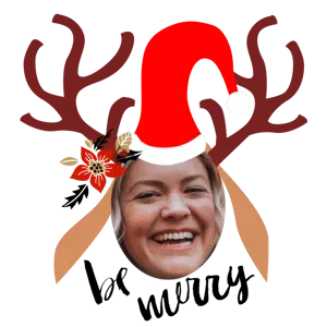 A Picture Of A Woman Wearing A Santa Hat Christmas Stickers Template