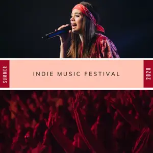 A Woman Singing Into A Microphone In Front Of A Crowd Grids Template