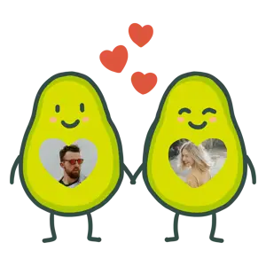 A Couple Of Avocados With Hearts On Their Faces Love Stickers Template