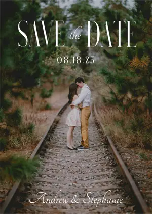 Full frame couple photo save the date wedding template 