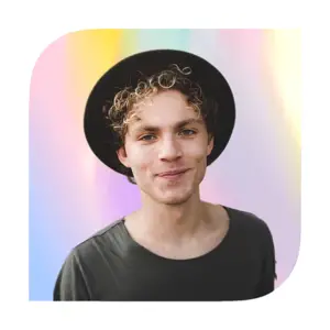 A man With Curly Hair And gradient In The Background Magic Profile Pics Template