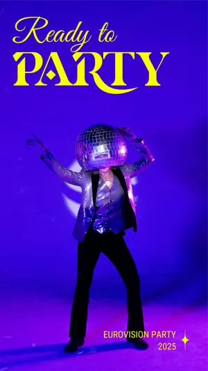 Yellow and purple Eurovision Pop Playlist Cover