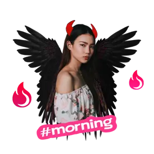 A Picture Of A Girl With Angel Wings And A Demon'S Head Whatsapp Stickers Template