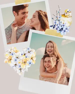 Couple In Polaroid Pictures Happy Easter Template