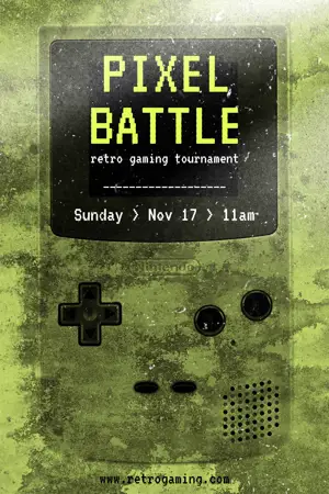 Rétro gaming tournament grunge poster magic template