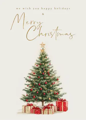Christmas tree illustration merry Christmas greeting card template 