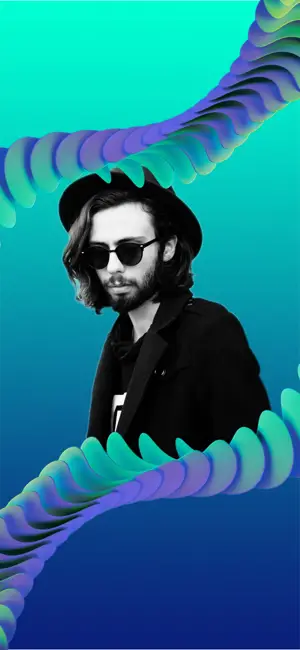 green blue futuristic Gradient Contact cover profile portrait template