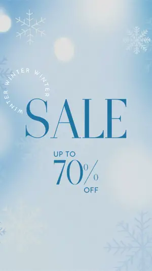 Snowy blue background winter sale story template