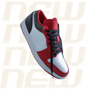 Red white shoe on a new beige background magic Template